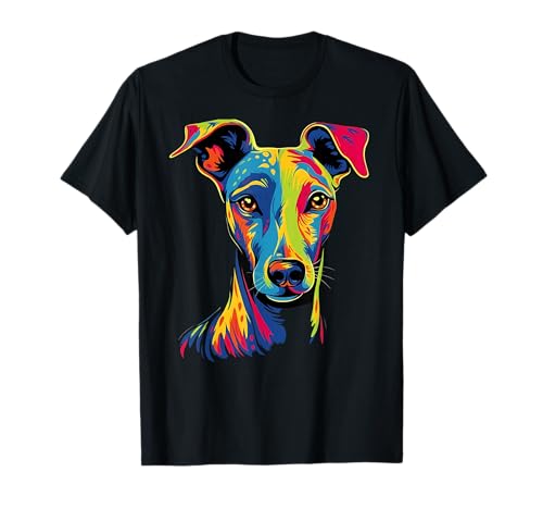 Funny Whippet Dog Mom or Dad Colorful Puppy Art Lover Black T-Shirt