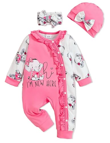 Image of Preemie Newborn Baby Girl Clothes Infant Fall Winter Outfits Letter Floral One-Piece Romper+Jumpsuit