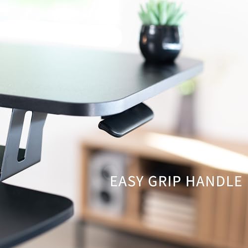 Image of VIVO Height Adjustable 36 inch Standing Desk Converter with Dual 13 to 30 inch Monitor Stand, Sit Stand Monitor Mount and Desk Riser, Black, DESK-V036K-M2