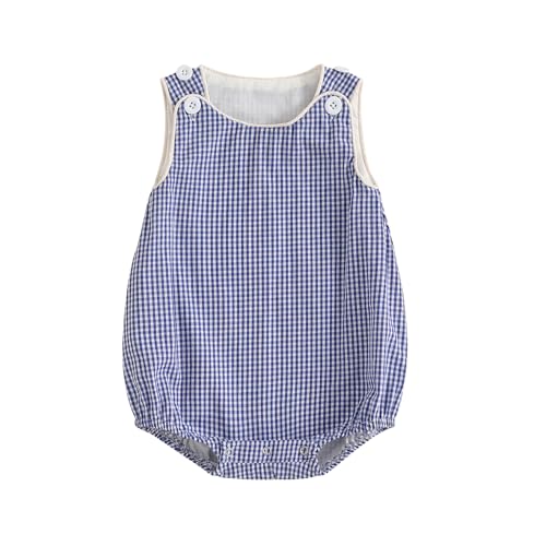 Image of Kuriozud Unisex Newborn Baby Boy Girl Summer Clothes Sleeveless Bubble Romper Jumpsuit Overall Shorts Infant Clothing