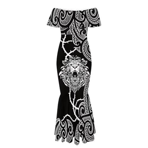 Image of Polynesian for Women S-7XL Off Shoulder Maxi Dress Hawaiian Summer Dresses