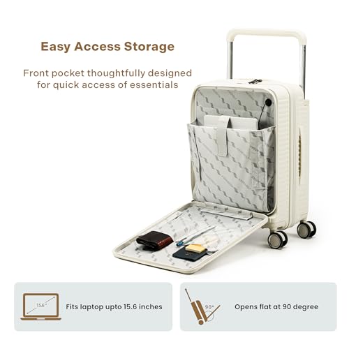 Image of THE ASSEMBLY Hard-Sided Luggage Set Of 2 Premium Polycarbonate Spinner Cabin & Check-In Trolley Bags With Wide Handle & Noise-Free Wheels,65 Cm,White