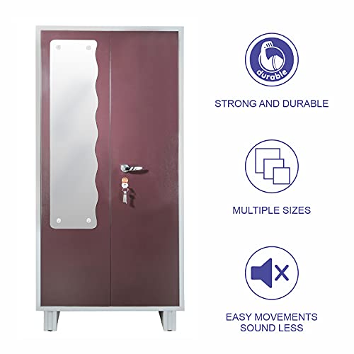 Image of Laxmi KAPAT Metal Wardrobe | 2 Door Large Almirah Cupboard with Locking System | (Powder Coated - Brown 78 X 36 X 19 Inch)