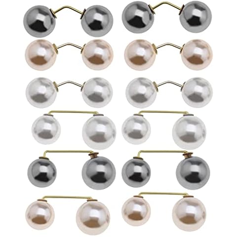12PCS Faux Pearl Brooch Pin Anti-Exposure Neckline Safety Pin Clip for Shawl Cardigan Sweater Scarve Hat Dress Women Girls Ladies Clothing Decoration 3 Colours Cover