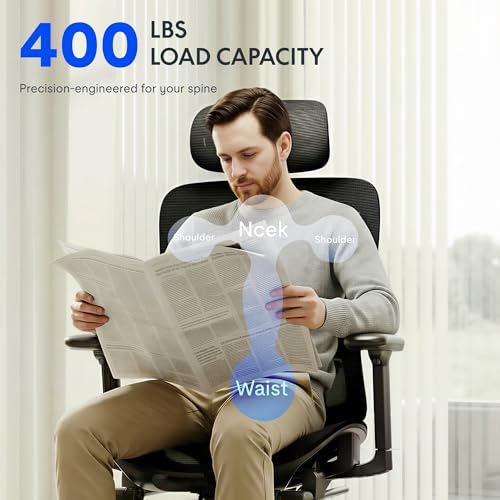 Image of FLEXISPOT ErgoX Premium Ergonomic Office Chair with Footrest- Adjustable 3D Armrests, Dynamic Lumbar Support, Recline & Tilt Function, Mesh Seat, for Home & Office Use,Black Foam