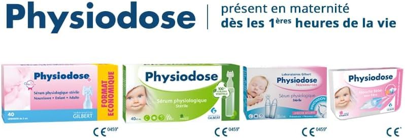 Pack 6 PHYSIODOSE, Physiological Serum 40x5ml, Hygiene of the nose, eyes, ears, Infant, baby, adult, Laboratoires Gilbert - Image 3