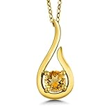 [Gem Stone King] 0.45カラット 天然 シトリン ネックレス レディース シルバー925 18金 イエローゴールド 加工 11月 誕生石 誕生日プレゼント