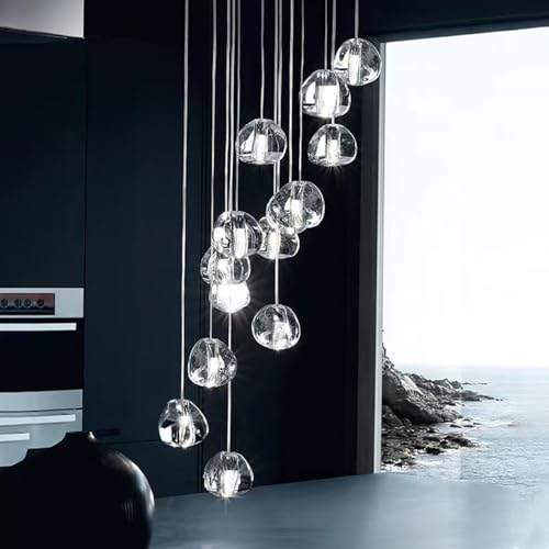 Lustre en cristal moderne et variable à suspension LED réglable pour salon