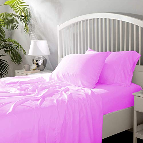 Image of YRM Bedding's - Egyptian Cotton Bedsheet 400-TC Premium Hotel Quality 1 Bedsheet (72x96) + 2 Pillow Covers (18x28) - (Twin Size, Baby Pink Color)