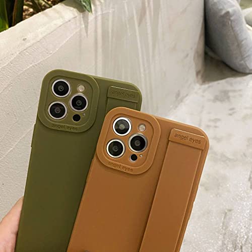 Coque silicone iPhone XS Max marron bracelet couleur unie