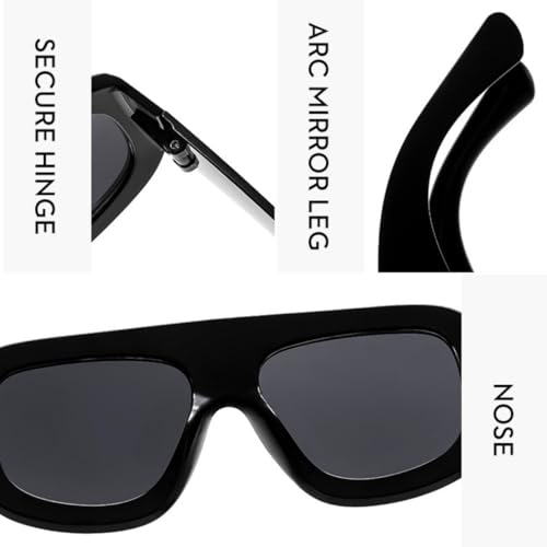 4 Pieces Trendy Oversized Square Aviator Sunglasses for Women Men Big Luxury Designer Thick Frame Sun Glasses3