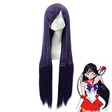 KAPVXRKI Sailor Moon Mars Hino Rei Long Cosplay Wig Heat Resistant Synthetic Wigs for Halloween Costume Party Role Play+Wig Cap