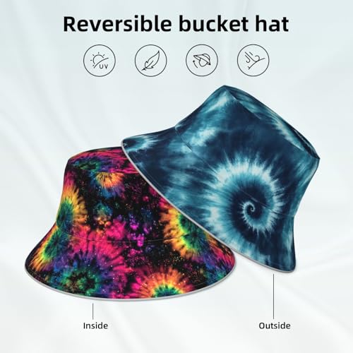 Image of Bucket Hat Double-Side-Wear Reversible Sun Hat Beach Travel Hiking for Women Men