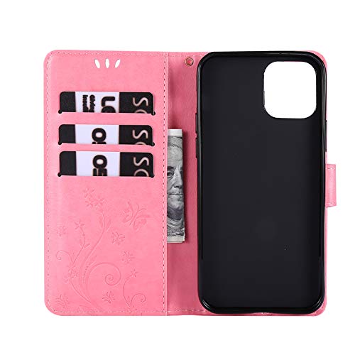 Capa C-Super Mall-UK para iPhone 12 Pro, capa para iPhone 12, capa carteira em relevo borboleta com