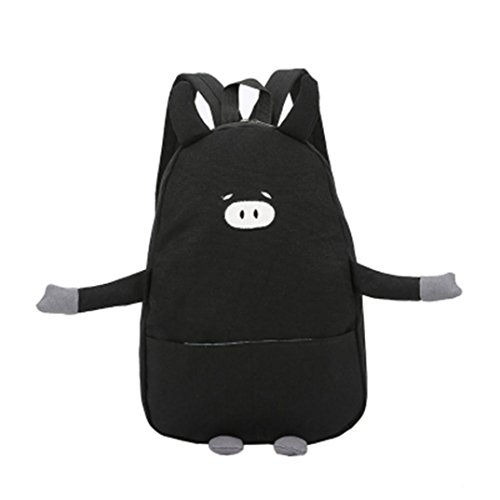 Preisvergleich Produktbild Resplend Frauen-Mädchen-Leinwand-Piggy-Druck Schultasche Niedlich Reiserucksack Tasche Draussen Bewegung Backpacks Beiläufig Rucksack Bookbags (Schwarz)
