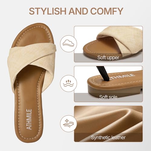 Image of ATHMILE Sandals for Women 2026 Dressy Summer Flat