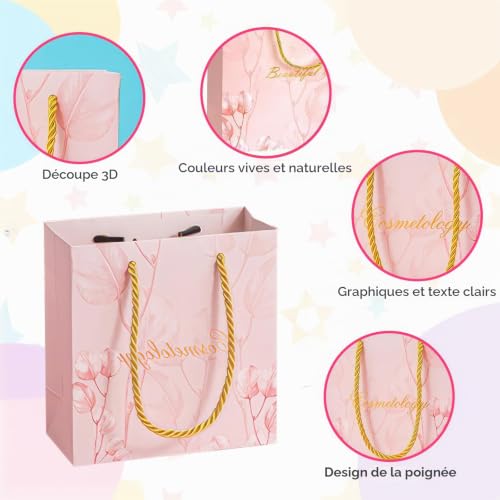 ZWWOGE 2 Boîtes Cadeaux en Papier + 2 Sacs Cadeaux, Boîte Cadeau Bijoux Petite Boîte à Bijoux Extensibles, Boîte Bijoux Cadeau Pour Bracelets, Boucles d'Oreilles, Colliers, Cadeaux de Bijoux – vue 4