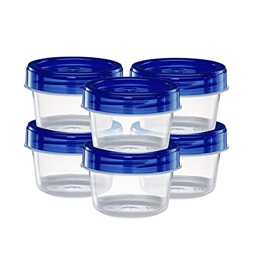 ELEGANT DISPOSABLES Twist Top Containers Small Food Storage Containers Blue Screw on Lid Reusable Stackable Leakproof Airtight, Pack of 10-4 oz Containers