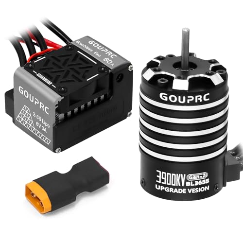 GOUPRC Upgrade Gen-2 60A Brushless ESC Electric Speed Controller Combo with BL3655 3900KV Brushless Motor Shaft 3.175mm Diameter Kit for 1/10 1/12 RC...