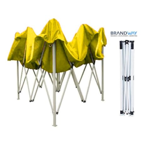 Image of Gazebo Tent Portable Popup Foldable Canopy 6.5x6.5 Ft Shelter for Event, Advertisement, Promotion, Exhibition Stall, Waterproof Outdoor Gazebo Tent, Heavy Duty Frame (Yellow, 2x2 Meter)