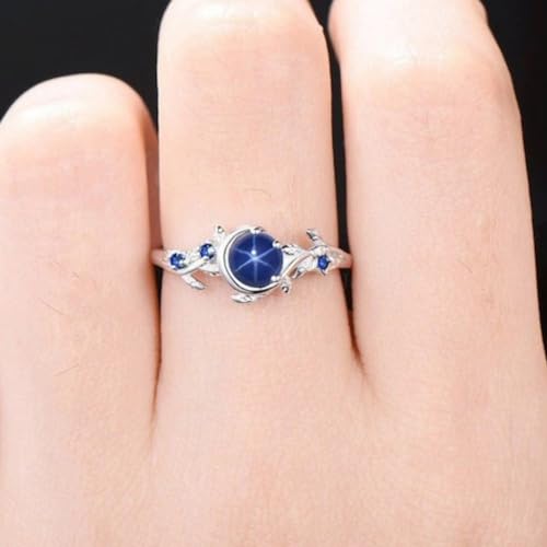 YDD Linde Star Sapphire Engagement Ring S925 10K 14K 18K Linde Star Sapphire Rings for Women Star Sapphire Engagement Rings Free Engraving4
