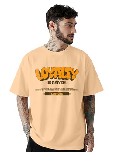 Image of LEOTUDE Men Oversized Half Sleeve Round Neck Tshirt for Men's (Color :