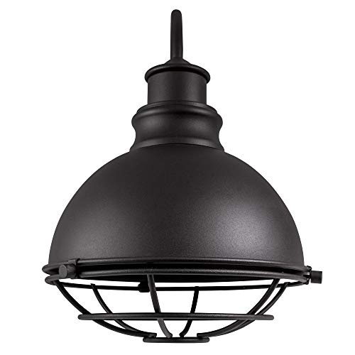 Image of Design House 588442 Ajax Industrial Modern 1-Light Indoor /Outdoor Dimmable Wall Light with Removable Metal Wire Cage Shade for Porch Entryway Patio Garage Kitchen Bedroom, Textured Black