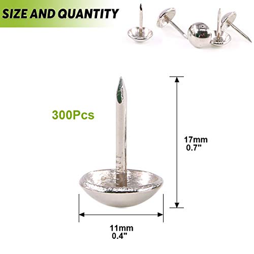 Keadic 300Pcs 7/16" (11Mm) Antique Upholstery Tacks Furniture Nails Pins Kit For Upholstered Furniture Cork Board Or Diy Projects - Silver #TOP1