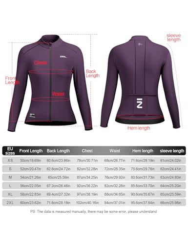 INBIKE Maillot Ciclismo Mujer Camiseta Ciclismo Manga Larga Maillot MTB con 3 Bolsillos Invierno Cálido con Forro Polar Alto Elástico Transpirable Violeta M - imagen 7