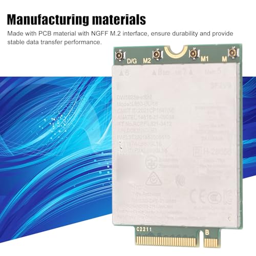 Módulo 4G LTE Tarjeta de Red, L860 GL 16 DW5823E ESIM NGFF M.2 con velocidad de internet de 1Gbps para Latitude 3440 3540 7440, Tarjeta de Red 4G LTE para Precision 3480 3581, Banda múltiple miniatura 3