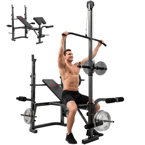 SPORTNOW Banco de Musculación Multifuncional Inclinable, Banco de Pesas