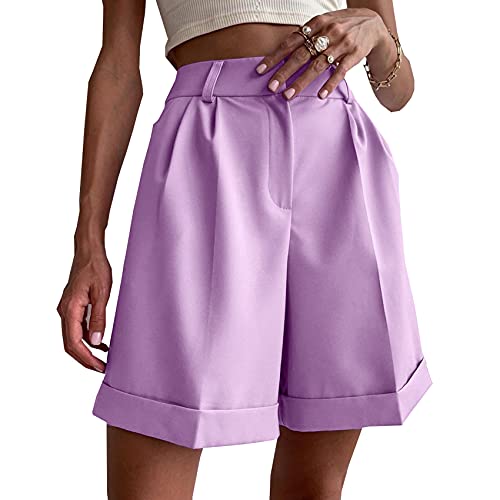 Pantalones De Moda De Verano para Mujer Pantalones con Bolsillos De Reborde con Botones De Cremallera Pantalones Casuales De Moda De Color SóLido Pantalones Cortos Cover