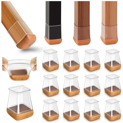 20 Piezas Protectores de Suelo de Silicona Transparente para Patas de Silla, Cuadrados, Tapas de Silicona para Patas de Silla con Fieltro M Fit 20-26mm