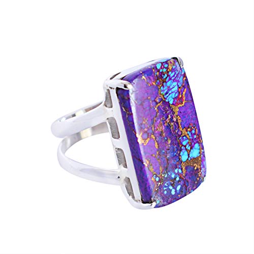 Bague argent 925 turquoise cuivre violet pour vos soirées d'été