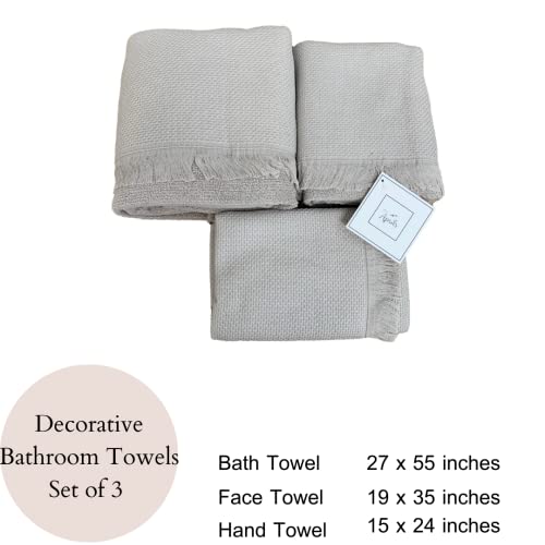 Myaprils Luxury Cotton Bath Towel, Hotel Spa Quality Terry Towels, Popcorn Textured, Durable, Quick Dry Soft Turkish Towels For Bathroom Spa Gym Travel, Hand Hair Bath Towel 3 Piece Set - Mink #TOP2