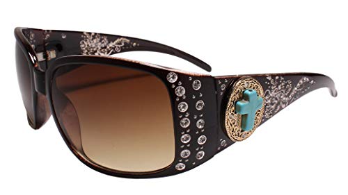 Cross Emblem Rhinestone Western Bling Cowgirl Style Womens Sunglasses