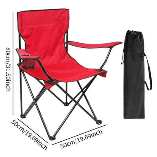 Siège portable de camping harayaa rouge avec poche intégrée - 4