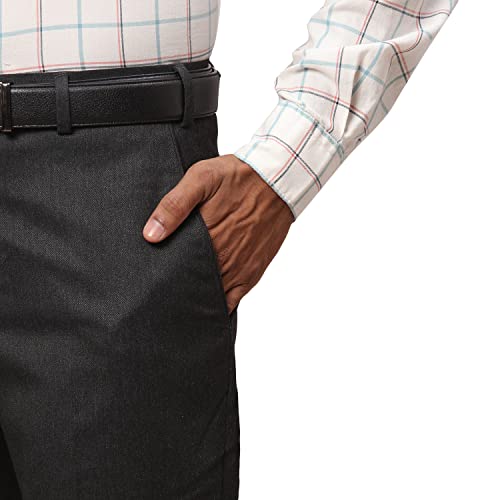 Image of Park Avenue Men's Polyester Blend Structure Pattern Smart Fit Flat Front Formal Trouser