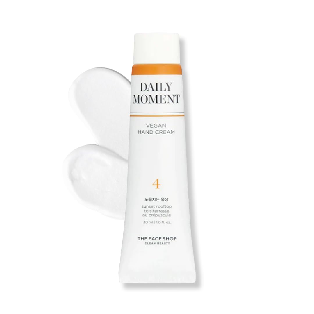 the face shop daily moment vegan hand cream sunset rooftop with hyaluronic acid & shea butter, non-greasy & quick absorbing hand care cream, 30ml