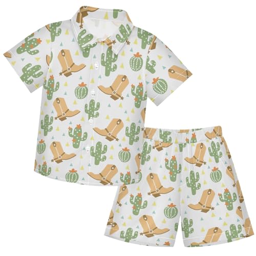 Image of visesunny Funny Boy's 2 Pieces Shirt and Short Set Casual Shirts Short Sleeve Beach Shorts Summer Outfits for 3-10 Years Kids