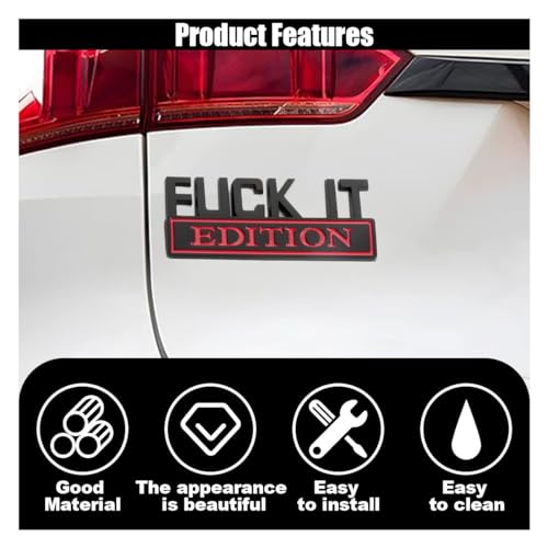 Image of Fuck IT Edition Emblem Car Decal Sticker, Car Fender Bumper 3D Sticker Decal Cool Badge Decoration, Vehicle Exterior Replacement Accessories for Car Truck SUV Laptop