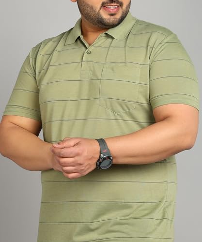 Image of INKKR Plus Size Men's Regular Fit Striped Polo Tshirt Combo