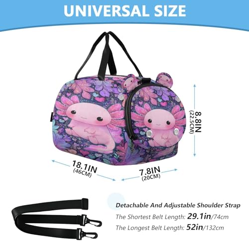 Gym Travel Duffle Bag for Boys Girls Salamander Leaves Sports Dance Bag with Shoe Compartment & Wet Pocket Football Kids Travel Bag Teens Sleepover Carry3