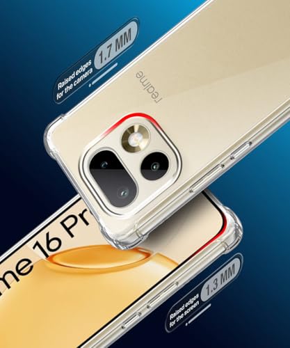 Image of WOW IMAGINE Clear Back Cover Case for Realme 16 Pro 5G Shockproof Soft TPU Case | Cushioned Edges for Ultimate Protection Back Cover Case - Transparent