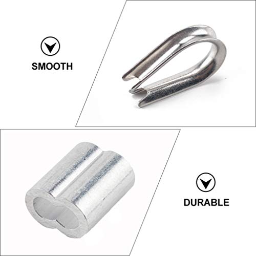 TEHAUX Conjunto de dedais de cabo de aço inoxidável 195 peças e kit sortido de alumínio para cabo de