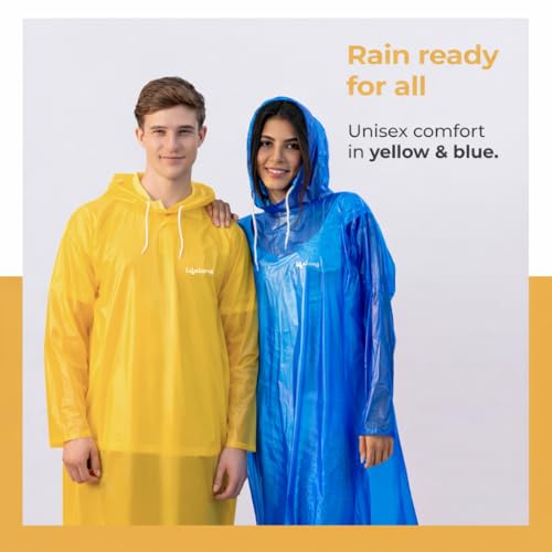 Image of Lifelong Waterproof Unisex Rain Coat Hooded Full Sleeves Outdoor Men, Women, Boys & Girls Rainwear Poncho Raincoat for Camping, Hiking & Travelling (1Pc)