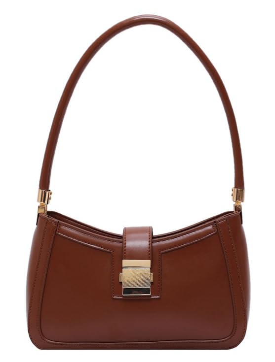 diva dale Brown Leather Shoulder Bag for Women, Structured Handbag with Gold-Tone Hardware, Baguette Style-picture-23