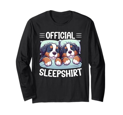 Sleepshirt oficial Bernese Mountain Dog Lazy Napping Funny Manga Larga
