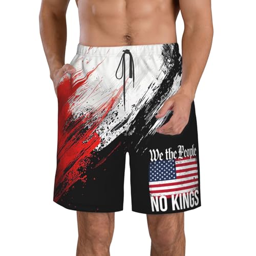 Board Shorts No Kings in America Mens Swim Trunks Quick Dry Swim Shorts Beach Short Summer Swimwear with Pockets