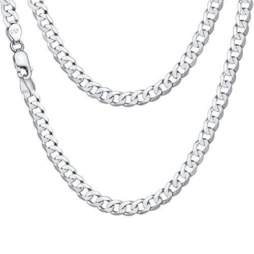 Bandmax Cadenas Gruesas Cubanas Plata Hombre, Collar Plata Eslabones para Hijos Amigos 46cm